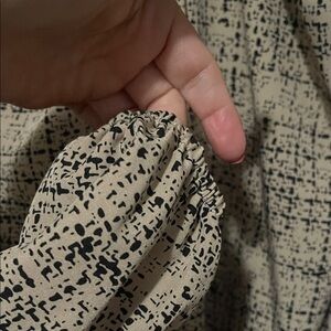 SHEIN Black and Beige Patterned Blouse